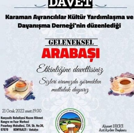 Antalya Ayrancılılar derneğinden arabaşı daveti. !